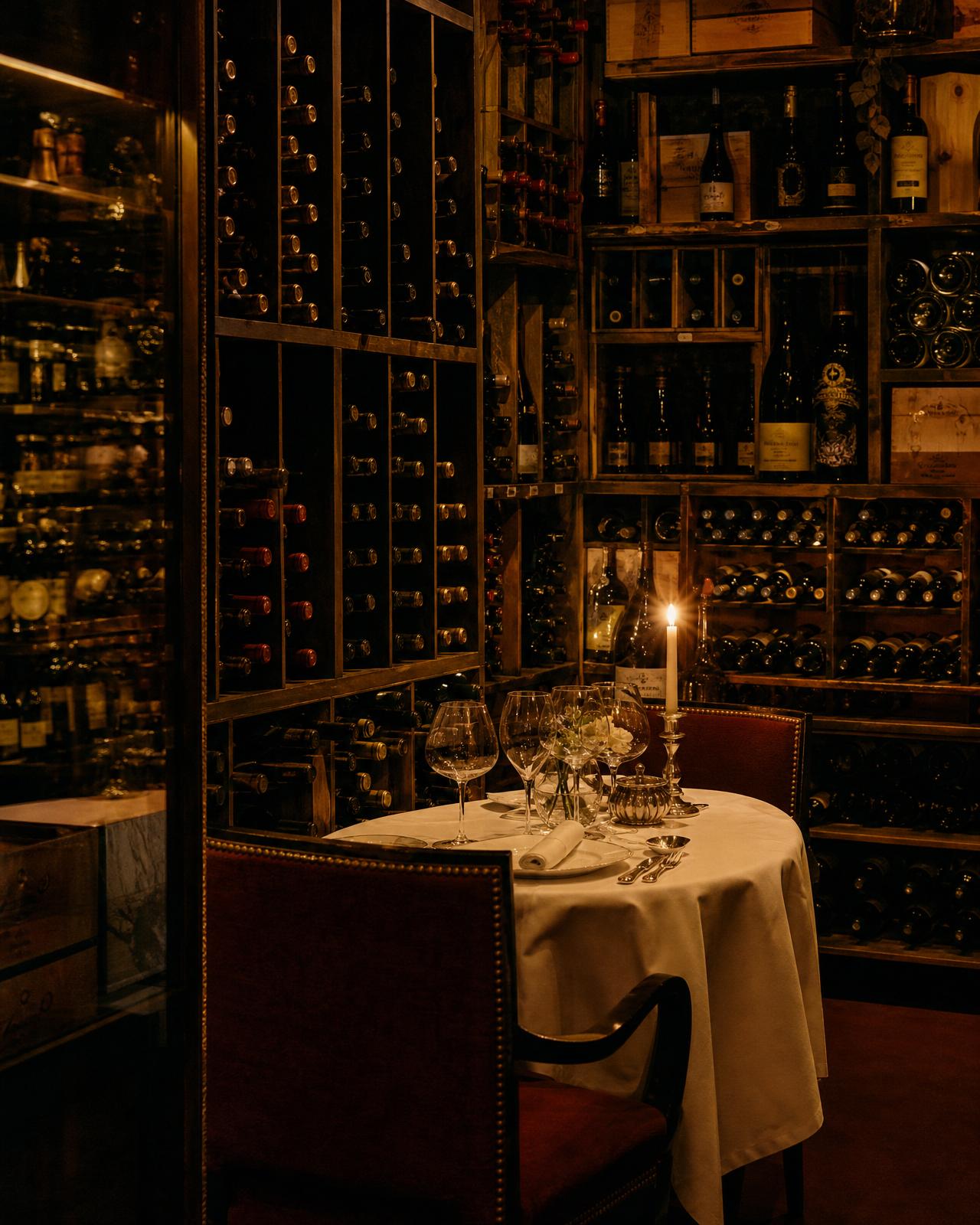 Private candlelit wine cellar